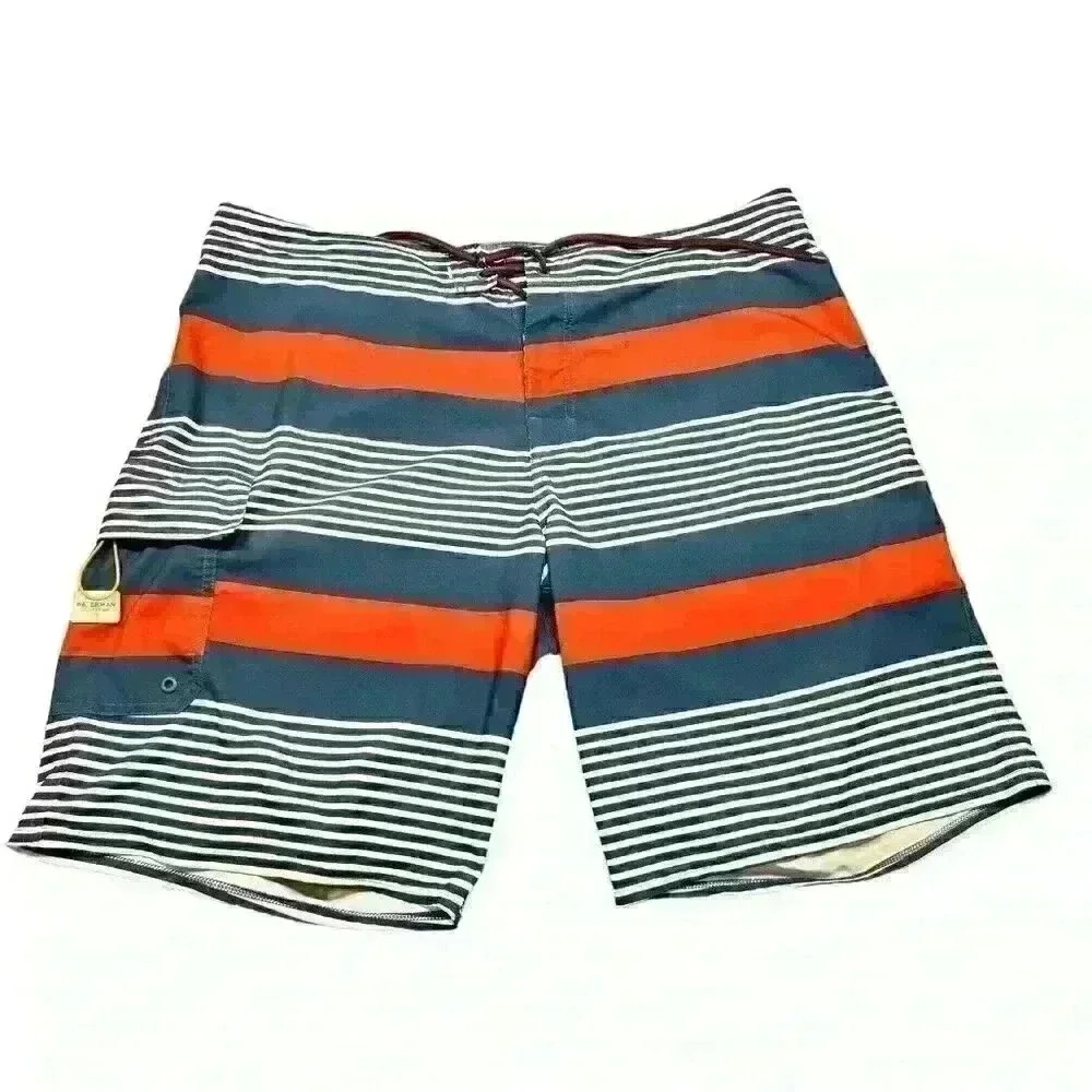 Quiksilver Waterman Sz 40 Striped Boardshorts Blue Red White Beach 4th of July